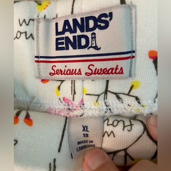 Lands End Serious Sweats Shorts Womans XL Floral Pockets Lounge Wear - Picture 5 of 8